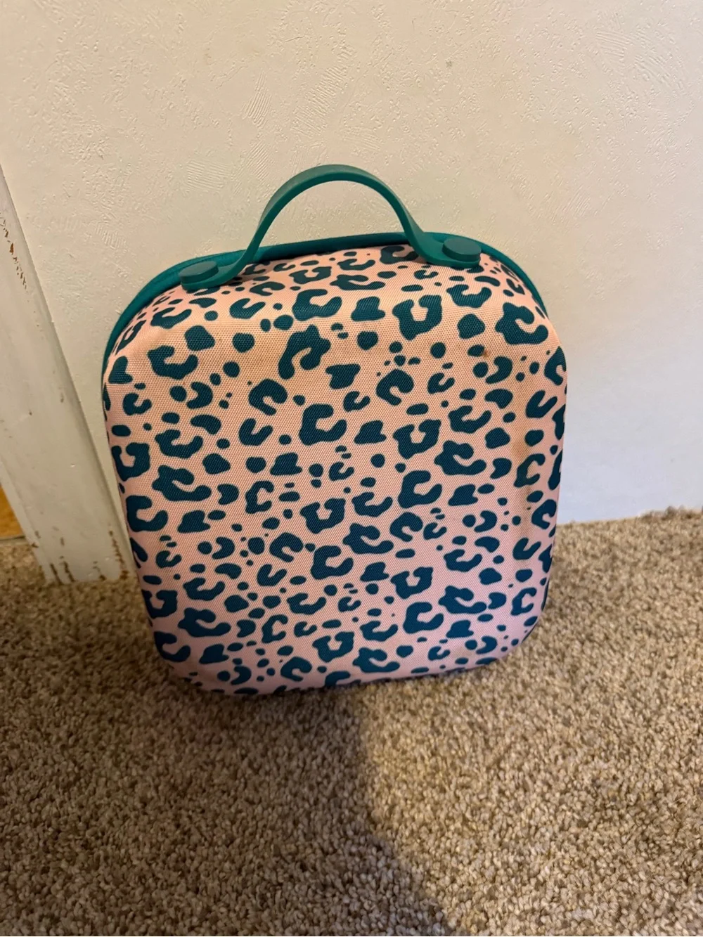 Kids Leopard Print Pink and Teal Lunch Bag